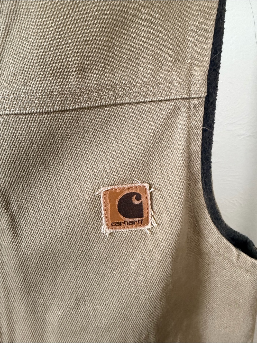 Carhartt Khaki Canvas Zip Vest Size Small - Picture 2 of 3